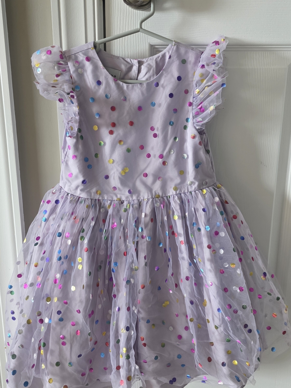Pippa & Julie Lavender Party Dress with Multicolor Sequin Dots